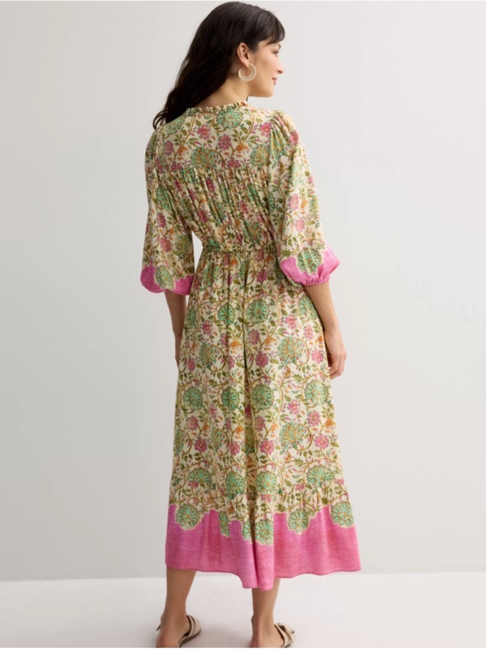 Farmers Market Puff Sleeve Maxi Dress  L Bohemian Puff sleeves flowy - Picture 2 of 13